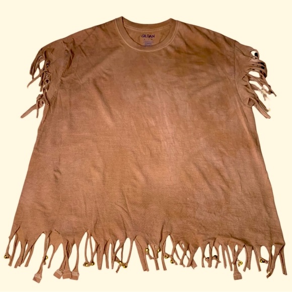 🎸 Fringed & Bleach Dyed T-Shirt - Picture 1 of 4